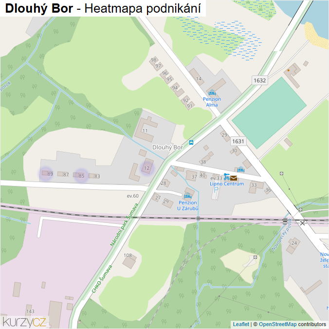 Mapa Dlouhý Bor - Firmy v části obce.
