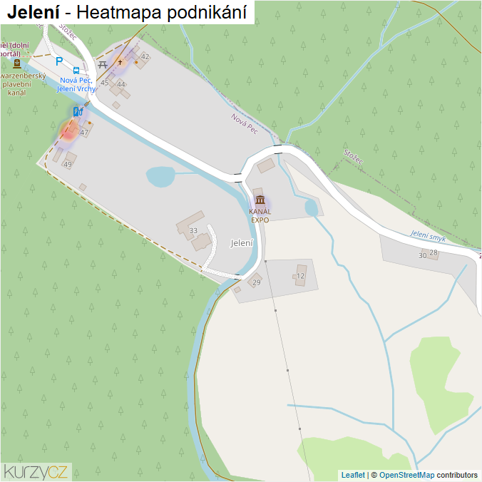 Mapa Jelení - Firmy v části obce.