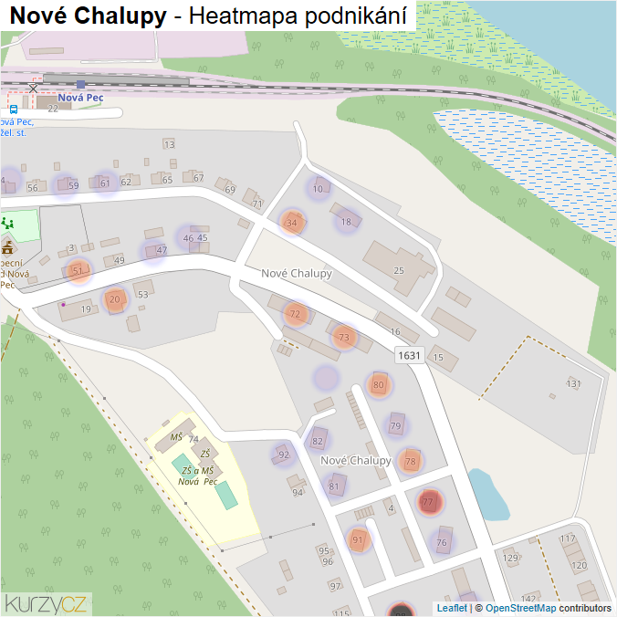 Mapa Nové Chalupy - Firmy v části obce.