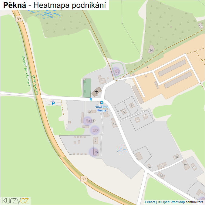 Mapa Pěkná - Firmy v části obce.