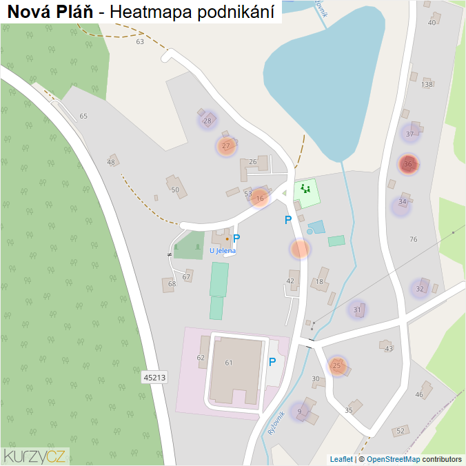 Mapa Nová Pláň - Firmy v části obce.