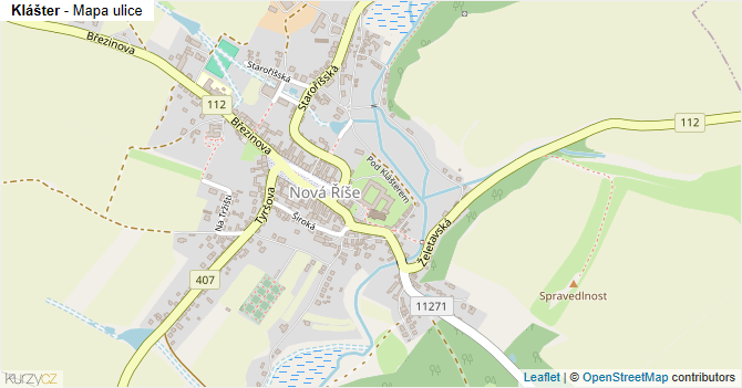 Klášter - mapa ulice