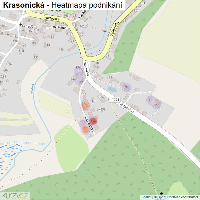 Mapa Krasonická - Firmy v ulici.