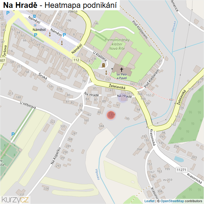 Mapa Na Hradě - Firmy v ulici.