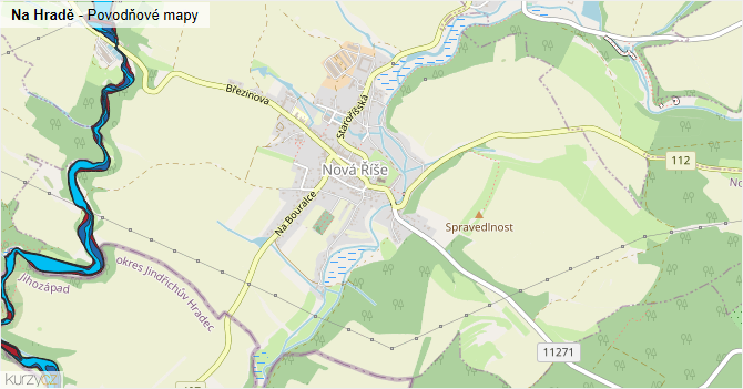 Na Hradě - záplavové mapy stoleté vody