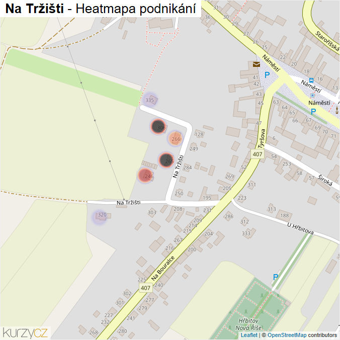 Mapa Na Tržišti - Firmy v ulici.