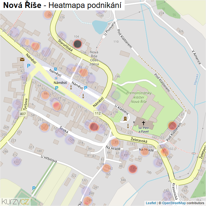 Mapa Nová Říše - Firmy v části obce.