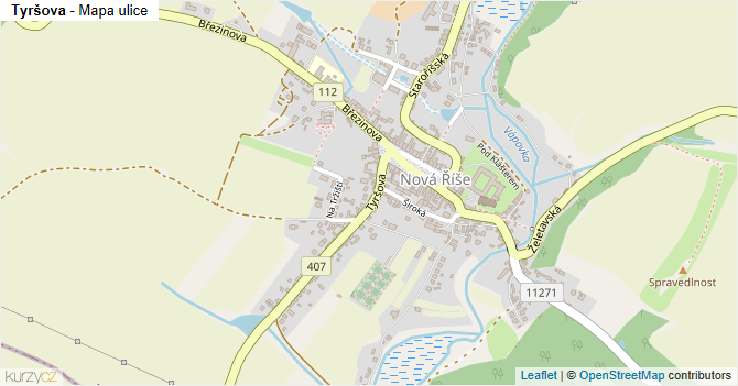 Tyršova - mapa ulice