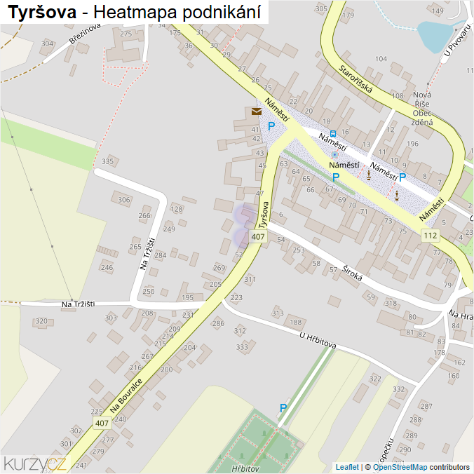 Mapa Tyršova - Firmy v ulici.