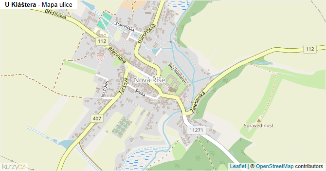 U Kláštera - mapa ulice