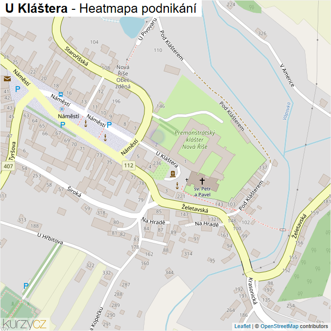 Mapa U Kláštera - Firmy v ulici.