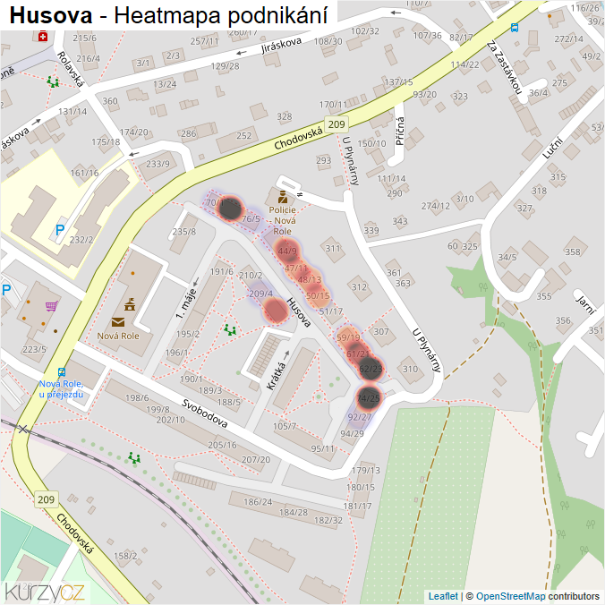 Mapa Husova - Firmy v ulici.
