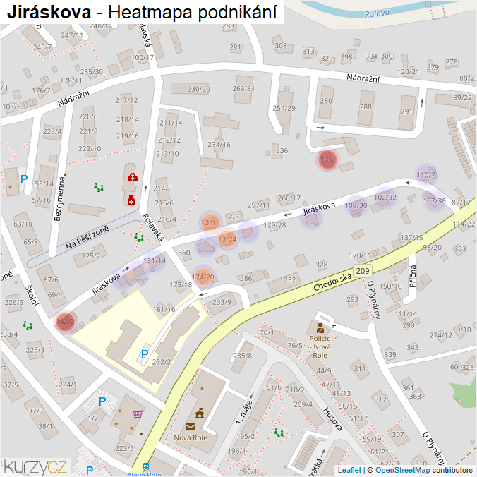 Mapa Jiráskova - Firmy v ulici.