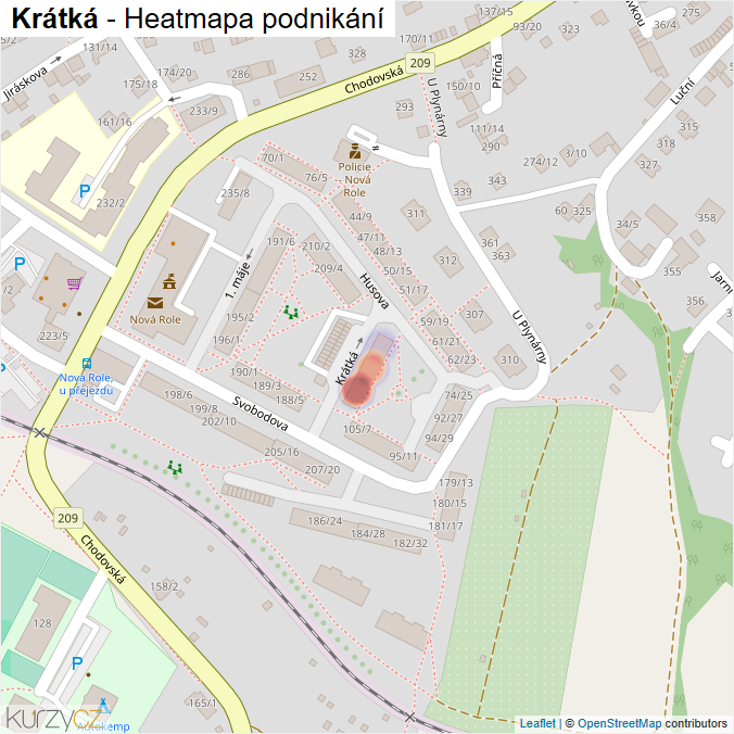 Mapa Krátká - Firmy v ulici.
