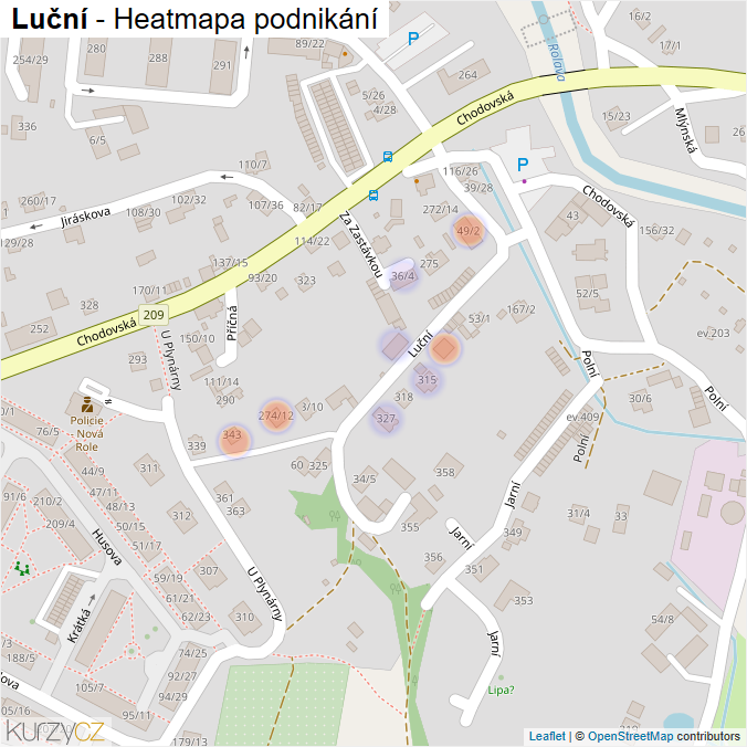 Mapa Luční - Firmy v ulici.