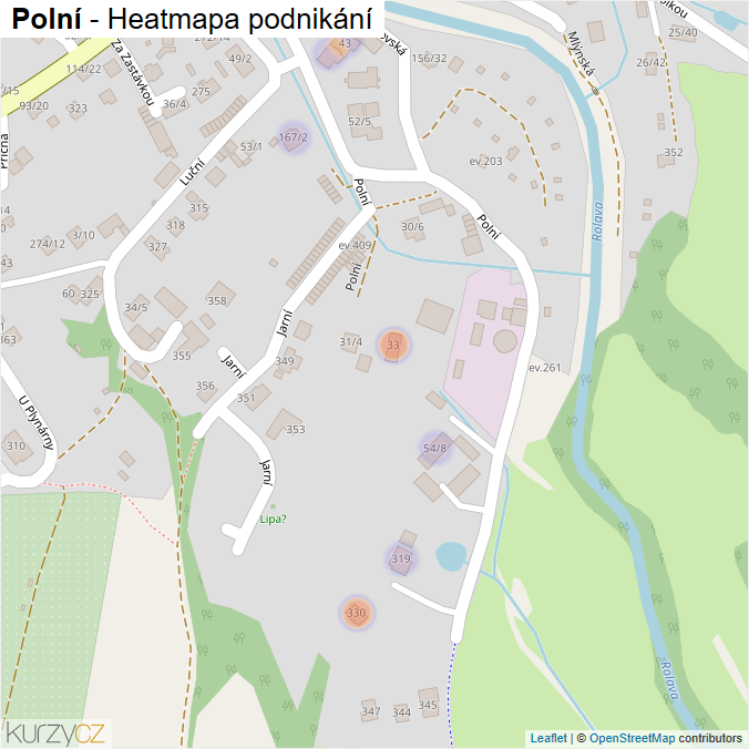 Mapa Polní - Firmy v ulici.
