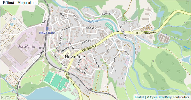 Příčná - mapa ulice
