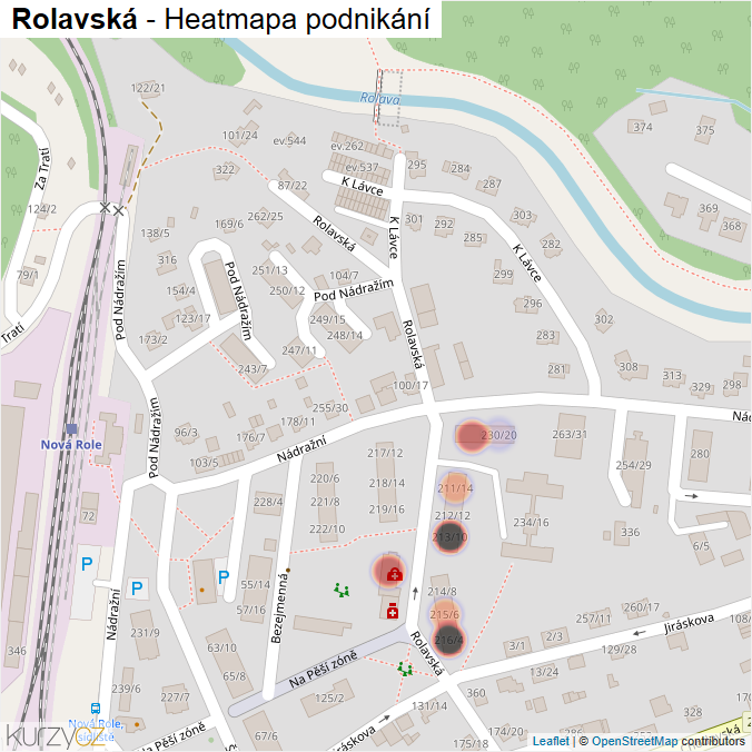 Mapa Rolavská - Firmy v ulici.