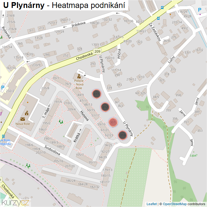 Mapa U Plynárny - Firmy v ulici.