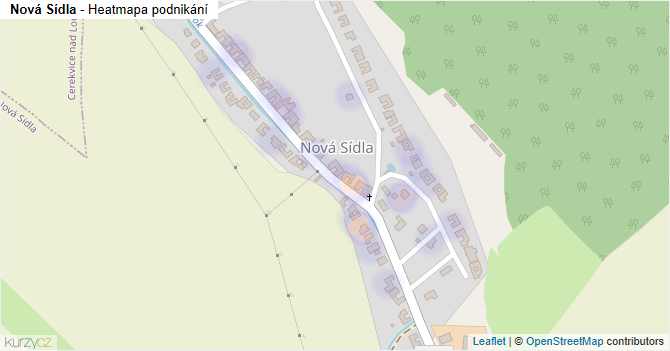 Nová Sídla - mapa podnikání