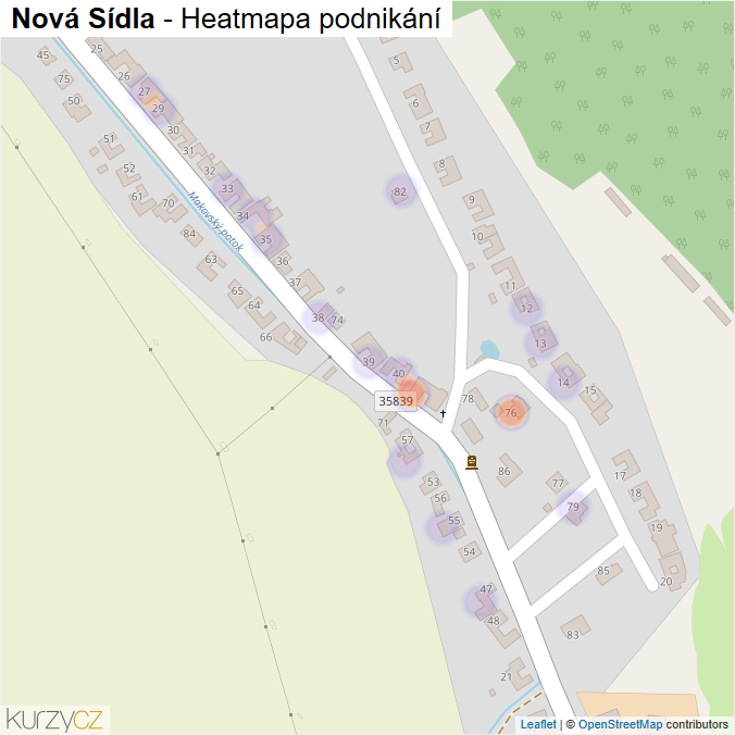 Mapa Nová Sídla - Firmy v části obce.