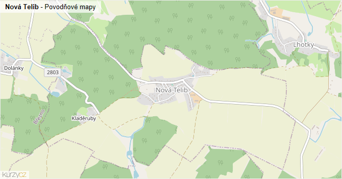 Nová Telib - záplavové mapy stoleté vody