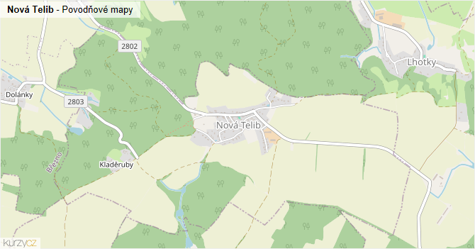 Nová Telib - záplavové mapy stoleté vody