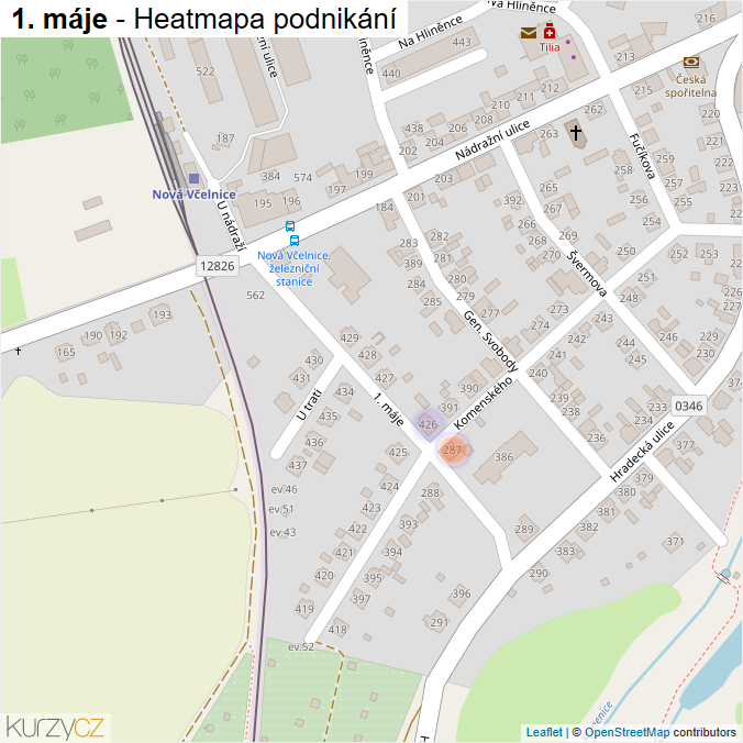 Mapa 1. máje - Firmy v ulici.
