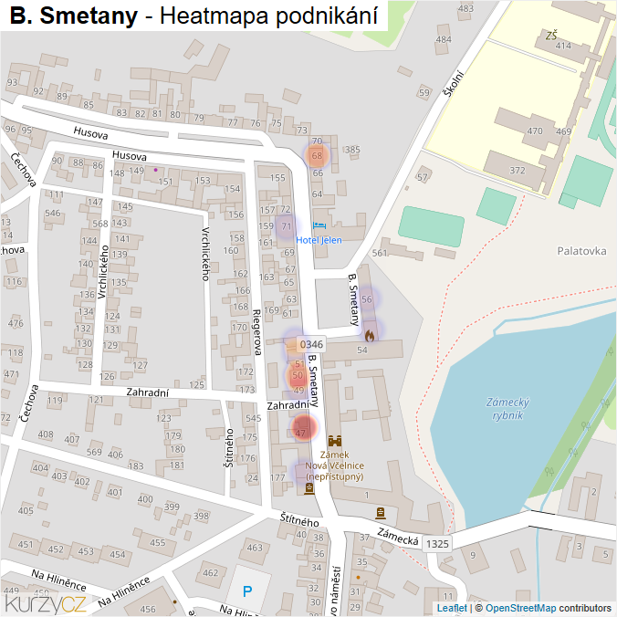 Mapa B. Smetany - Firmy v ulici.