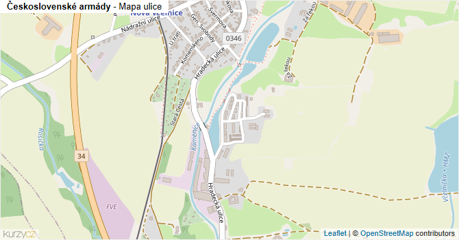 Československé armády - mapa ulice