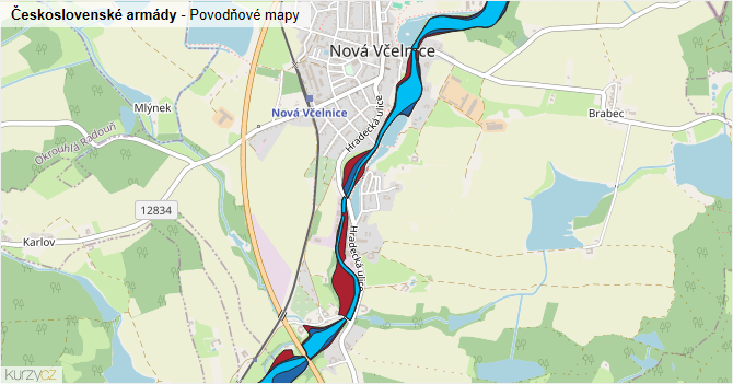 Československé armády - záplavové mapy stoleté vody