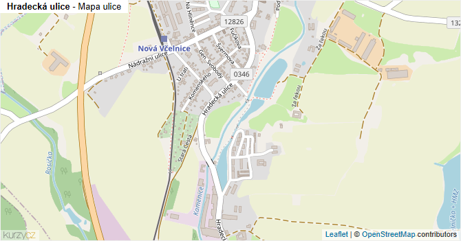 Hradecká ulice - mapa ulice