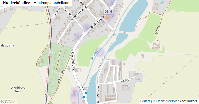 Hradecká ulice - mapa podnikání