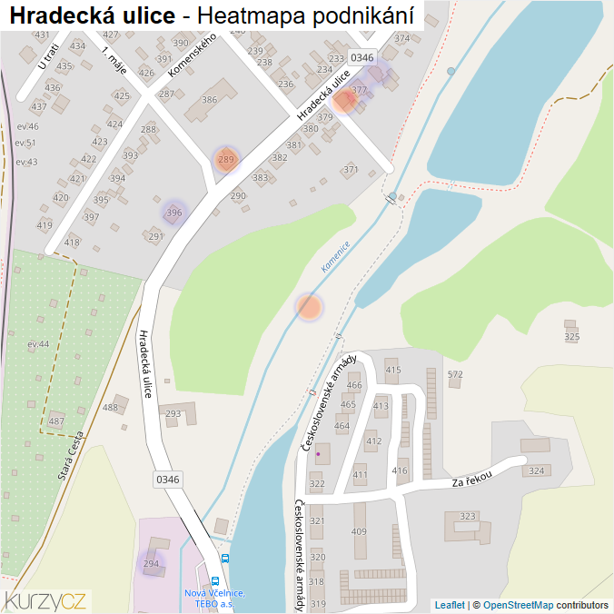 Mapa Hradecká ulice - Firmy v ulici.
