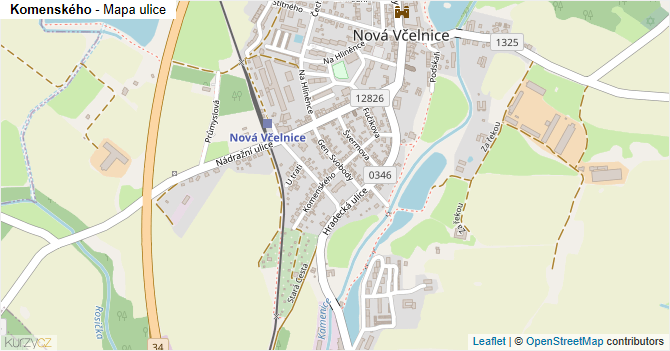 Komenského - mapa ulice