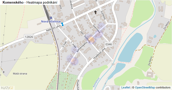 Komenského - mapa podnikání