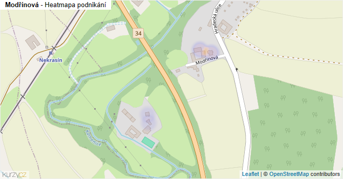 Modřínová - mapa podnikání