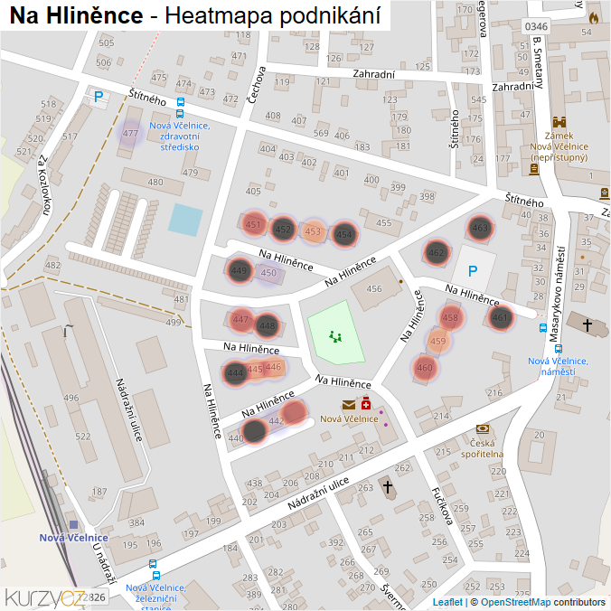 Mapa Na Hliněnce - Firmy v ulici.