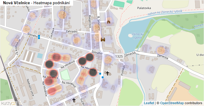 Nová Včelnice - mapa podnikání