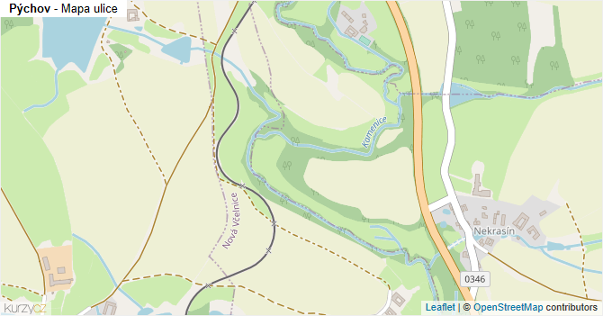 Pýchov - mapa ulice