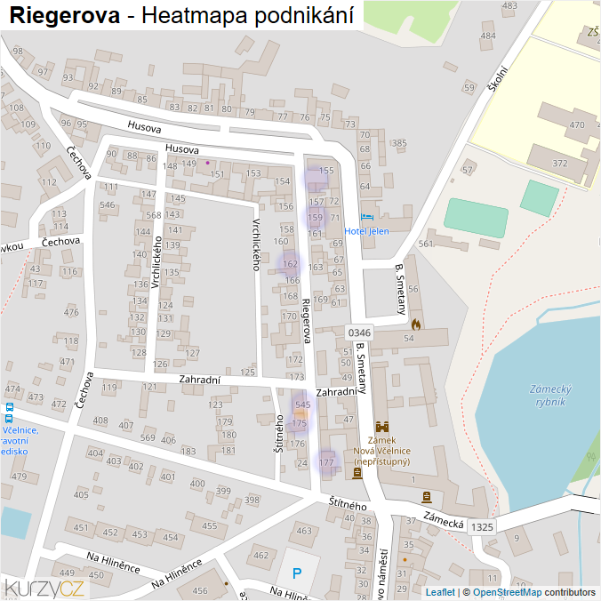 Mapa Riegerova - Firmy v ulici.