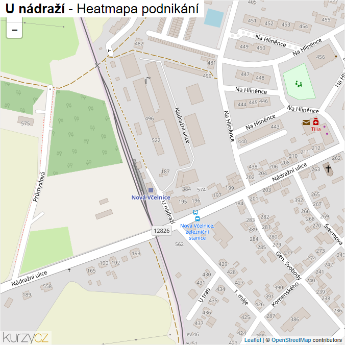 Mapa U nádraží - Firmy v ulici.