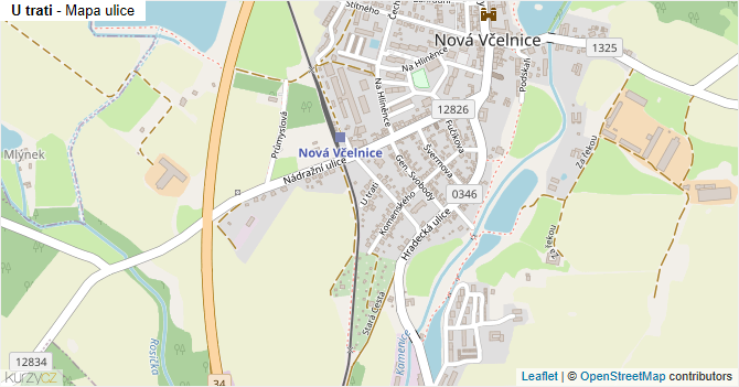 U trati - mapa ulice