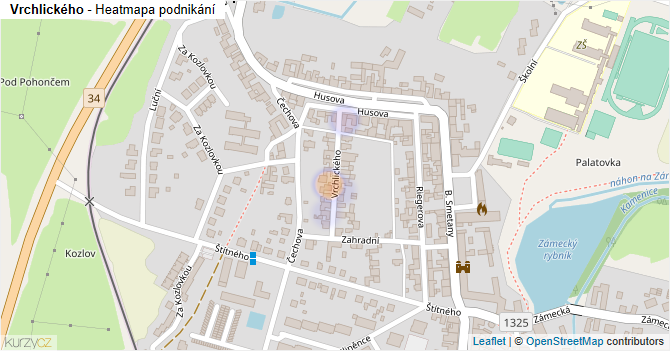 Vrchlického - mapa podnikání