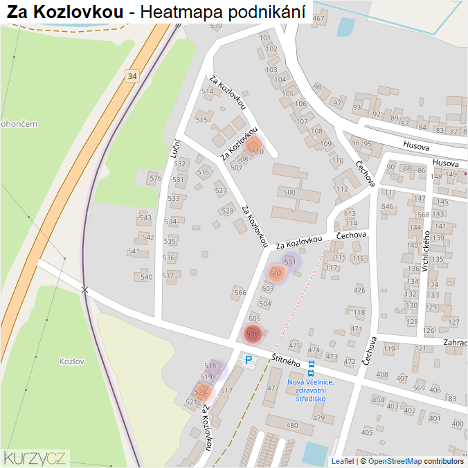 Mapa Za Kozlovkou - Firmy v ulici.