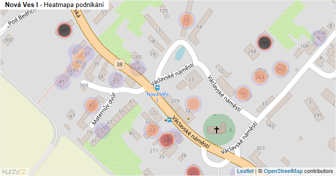Nová Ves I - mapa podnikání