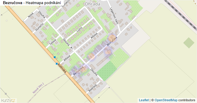 Bezručova - mapa podnikání