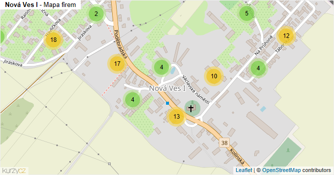 Nová Ves I - mapa firem