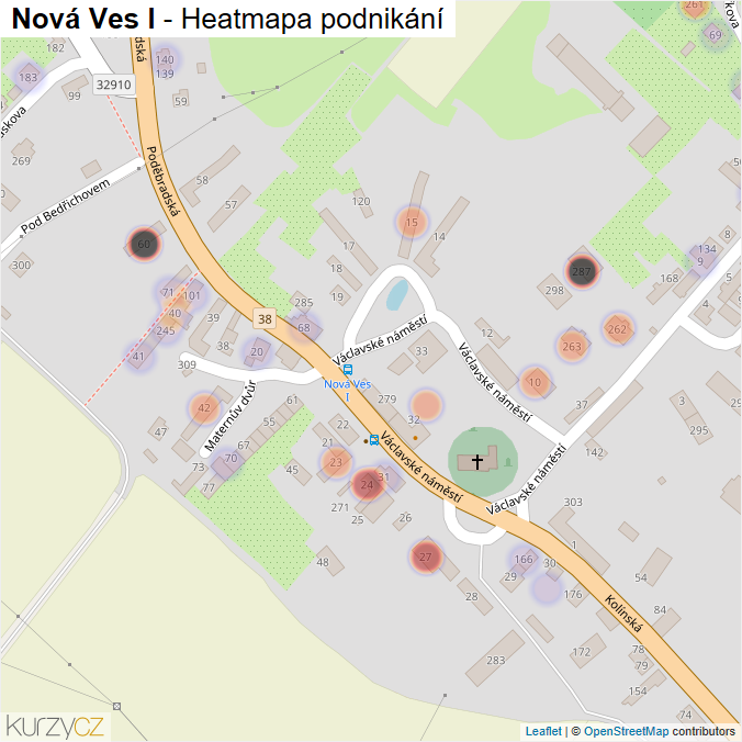 Mapa Nová Ves I - Firmy v části obce.