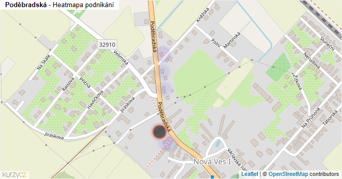 Poděbradská - mapa podnikání